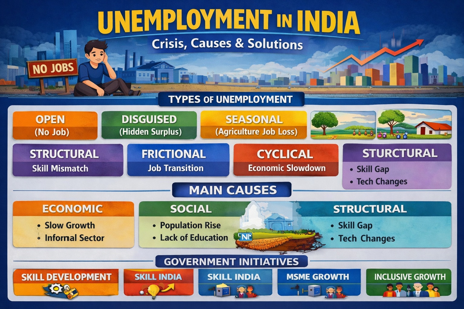 Unemployment in India 2026: Causes, Types, Government Schemes & Bihar ...